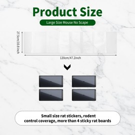Qualirey 8 Pcs 47 Inch Ultra Large Sticky Mouse Glue Traps Sticky Rat Trap that Work for Rats Roaches Rodents Heavy Duty Pre Baited Mats Indoor Outdoor Catch Pest (Clear)