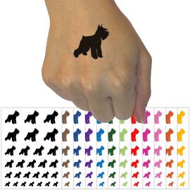 Miniature Schnauzer Dog Solid Temporary Tattoo Water Resistant Fake Body Art Set Collection - White (One Sheet)