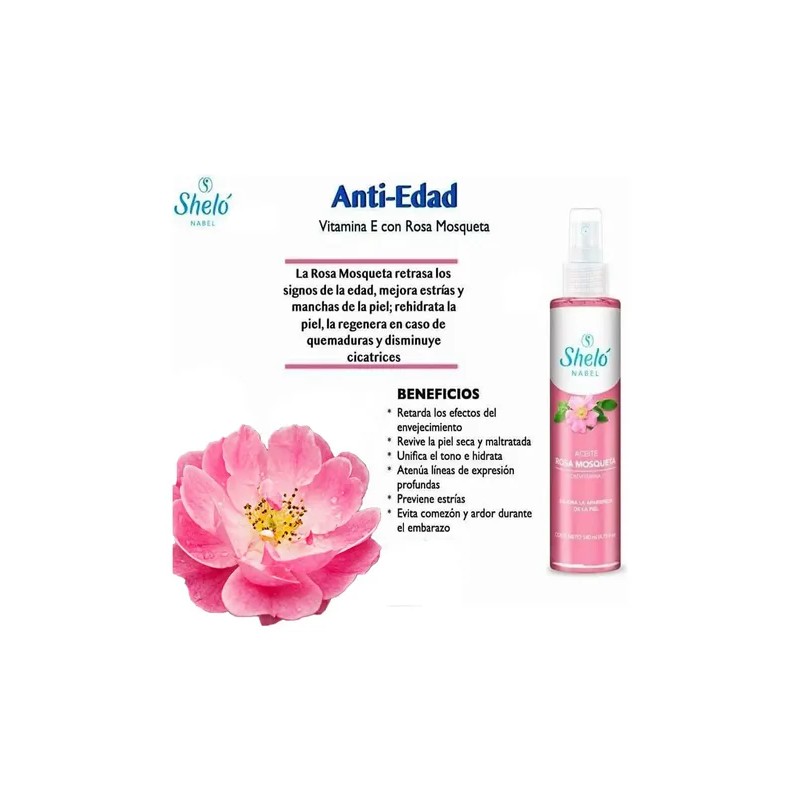 Sheló Nabel aceite puro de rosa mosqueta, regenera cicatrices y