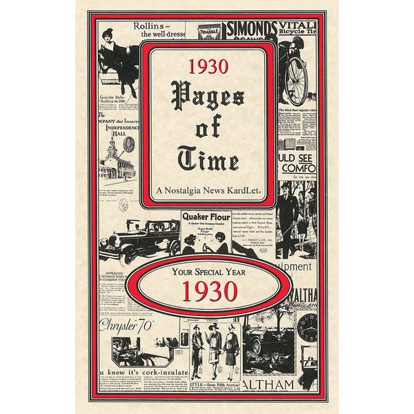 Pages of Time 1930 CELEBRATION KardLet: Birthdays, Anniversaries, Reunions, Homecomings, Client & Corporate Gifts