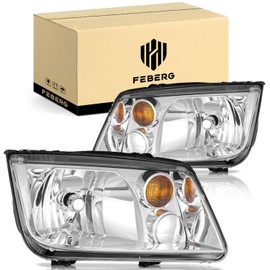 FEBERG [OE Style] Anti-Yellowing Headlights for 1999-2005 VW Jetta Mk4 models Headlights Assembly Does NOT fit models with Integrated Fog for 1999 2000 2001 2002 2003 2004 2005 VW Jetta Headlamp