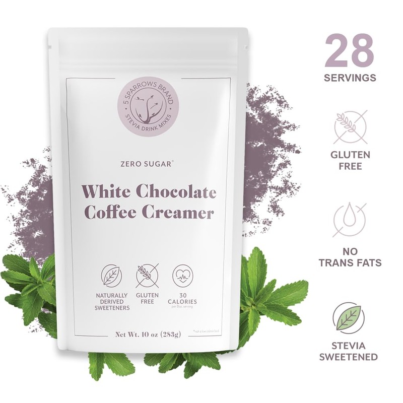 5 SPARROWS Sugar-Free White Chocolate Flavored Drink Mix- Stevia, Keto