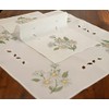 Tablecloth Table Runner Embroidered 40 x 90 cm Flowers Green