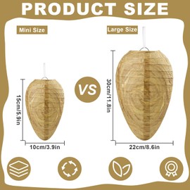 Qumenan 3 Pack Mini Size Paper Wasp Nest Decoy Hanging Fake Wasp Nest for Wasps Hornets Yellow Jackets Home Garden Yard Outdoors