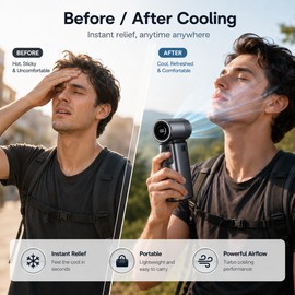 Powerful Handheld Turbo Fan for Outdoor Cooling – Rechargeable 100-Speed Portable Fan for Travel Camping