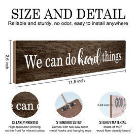 JMYROG We Can Do Hard Things Hanging Wooden Plaque, Inspirational Sign for Home Farmhouse Decor Wall, Christian Wall Decor, Bible Quote, Prayer Religious Gifts for Family Friend