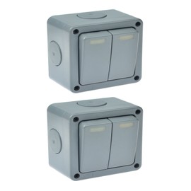 Nineleaf 2 Pack Weatherproof Outdoor 10A 2 Way Dual Light Switch SPDT Switch IP66 Rated,Suitable for Outdoor Use