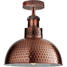 LEDSone Vintage Semi Flush Mount Light Fixture Pendant Light Fixtures Industrial Metal Hanging Bar Lamp Adjustable Pendant Light for Kitchen Island, Farmhouse, Dining Room Copper