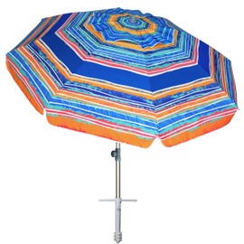 AMMSUN 7ft Beach Umbrella with Sand Anchor Portable Outdoor Patio Sun Shelter UV 50+ Protection & Tilt Aluminum Pole Air Vent with Carry Bag for Beach Patio Garden Outdoor Multicolor Blue