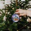 Glowing Winter Night Painting Ceramic Ornament, Warm and Inviting Christmas