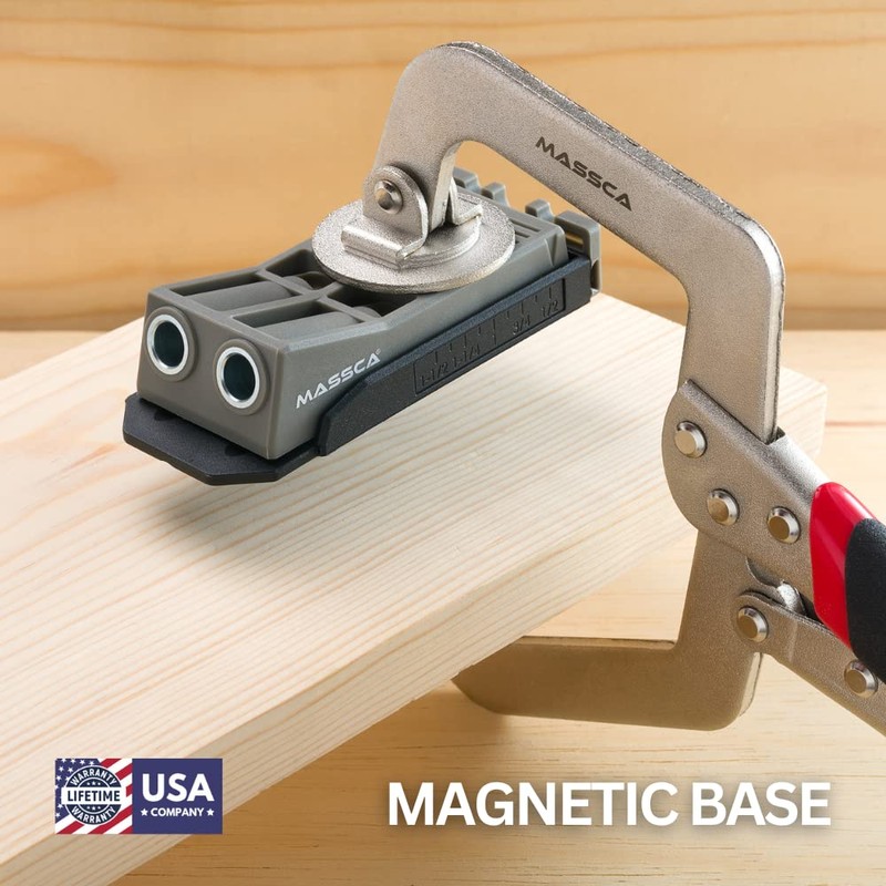Massca Twin Pocket Hole Jig Kit – Adjustable & Easy