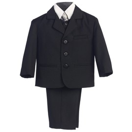 5 Piece Black Suit with Shirt, Vest, and Tie (12 Husky)