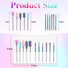 VMUTGA 11 Piece Nail Cutter Attachment Bits Set, Electric Cuticle Cutter Bits Gel Acrylic Cuticle Grinding Head Gel Nail Remover Accessories for Electric Nail File Manicure Pedicure Nail Care