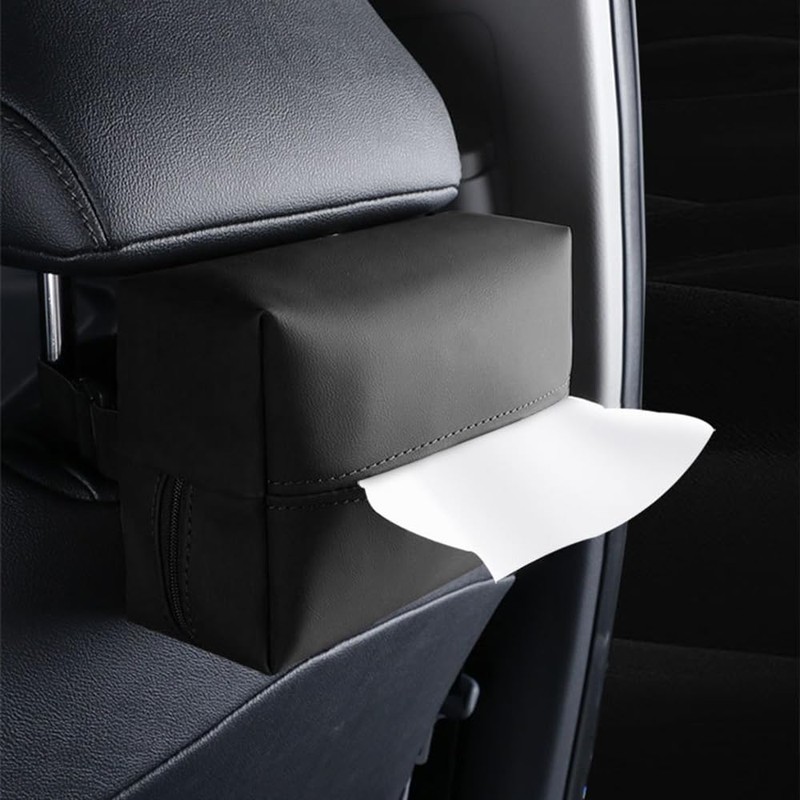 Car Tissue Holder,Leather Car Tissue Face Mask Box with Adjustabe