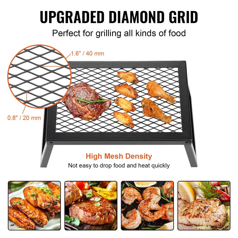 VEVOR Folding Campfire Grill, 18" Portable Camping Grates Over Fire