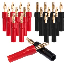 VCELINK 4mm Speaker Banana Plugs-Open Screw Type, Insulated 24K Gold Plated Speaker Wire Banana Plugs Connectors (10 Pairs(20 pcs))