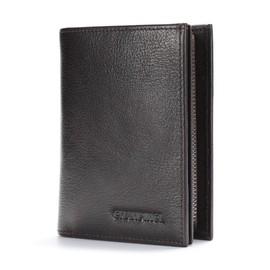 CHANPINCL mens zipper leather rfid blocking buckle wallet with Large capacity card slot with multiple banknote slots (Coffee)