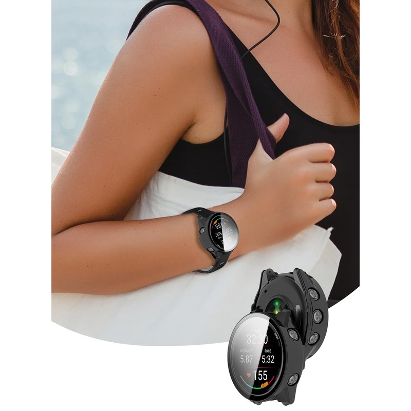For Garmin Forerunner 970 Case, Protective Glass Film, Integrated Cover,
