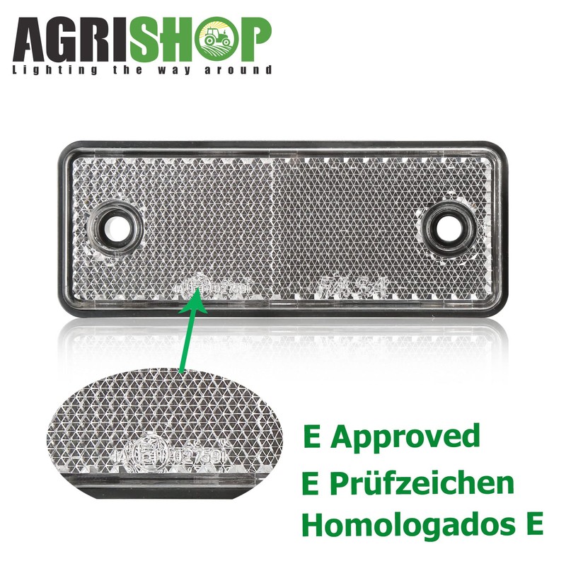 AGRISHOP 2 x Reflector White Rectangular 95 x 37 x