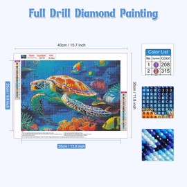 NAIMOER Turtle Diamond Painting Kits for Adults, DIY Full Drill 5D Diamond Art Animal Diamond Painting Fish Diamond Painitng Kits for Relaxation and Home Wall Decor 30x40cm(Underwater World)
