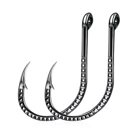 AMHDV Circle Fishing Hooks Circle Hooks Saltwater Freshwater, Dragon Scale Design Octopus Barb Fish Hook (50pcs, 2/0#)