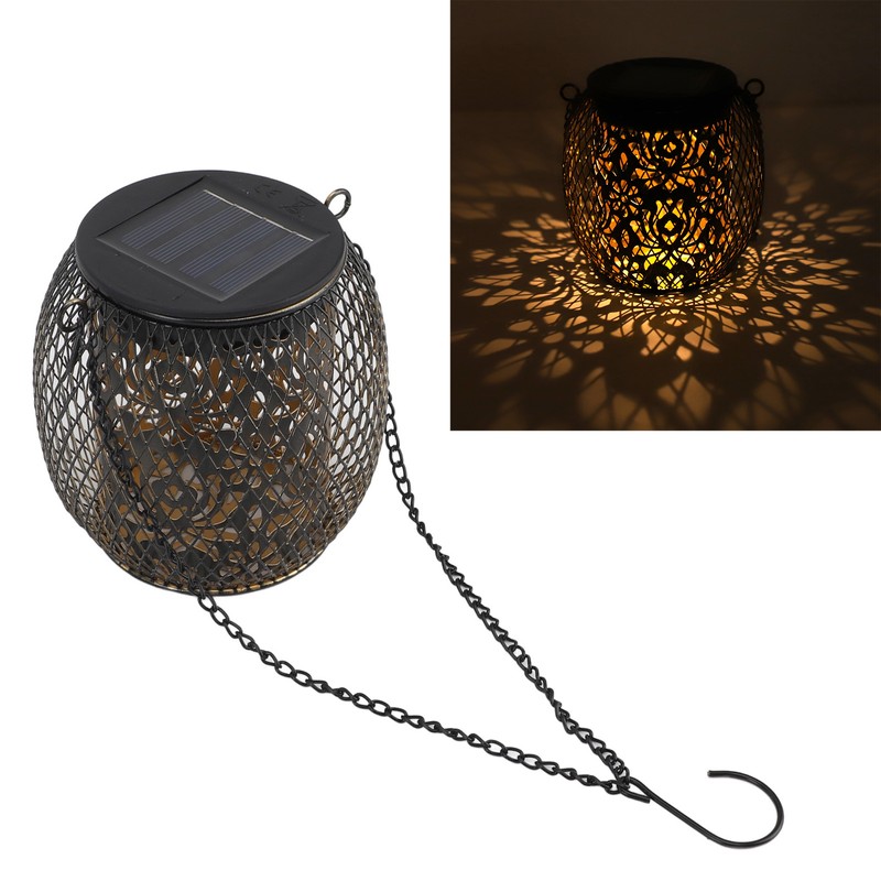2pcs Outdoor Hanging Solar Lanterns IP65 Waterproof Solar Wrought Iron