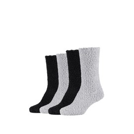 Camano Women's Socks, Cosy Cosy Socks, Fluffy Warm Women's Long Fluffy Socks for Winter, Plush Socks Set, Women, Pack of 4, black