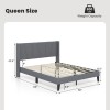 COSTWAY Queen Size Platform Bed Frame Heavy Duty w/Wingback Headboard