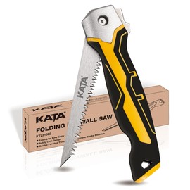 KATA Folding Jab Saw/Drywall Saw, Sheetrock Saw with Soft Grip Handle, Keyhole Hand Saw, Hacksaw with 7TPI Triple Teeth 65Mn Steel Sharp Blade for Wallboard, Plywood and PVC Cutting