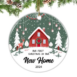 House Warming Gifts New Home, Ceramic Housewarming Gifts 2024 First Christmas in Our New Home Christmas Ornaments for Women Couple, New Home Gift Ideas