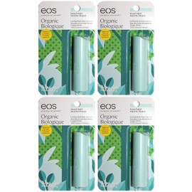 EOS Lip Care – Biología orgánica – Menta dulce – 100% natural – Peso neto 0.14 oz (4 g) por barra – Paquete de 4 varillas