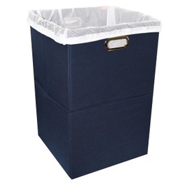 Foldable Large Laundry Hamper With Laundry Bag - Premium Durable Non-Woven Fabric, Anti-Mold Plastic Board, Extra-Large Size, Space-Saving & Compact Clothes Basket With Metal Handles (Navy Blue)