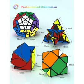 ROXENDA Magic Cube Set Dodecahedron Pyramid Ivy Skewb Speed Cube Set with Gift Box Children and Adults, Secret Tutorial for Speed Cube