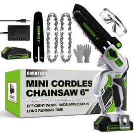 Gardtech Mini Chainsaw Cordless 6 Inch - Portable Electric Chainsaw Cordless Battery Powered, Handheld Small Chain Saw with 2-side Security Lock [Southpaws Friendly] for Wood Cutting, Pruning Branches mini chainsaw，Back to School Gifts - Color: 6 Inch-On