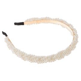 Mikinona 1pc White Thin Brim Pearl Headband for Women Elegant Simple Headdress for Weddings and Engagements Lightweight Non Fading Hair Accessory