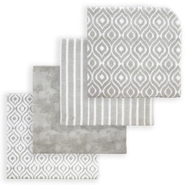 necessities by tendertyme Baby Boys or Baby Girls Watercolor Receiving Blankets, Pack of 4, Gray