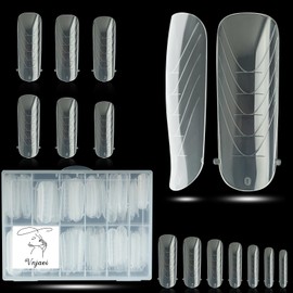 Vnjaoi 130 Pcs Poly Extension Gel Dual Nail Forms Nail Molds With Scale Builder Coffin Nail for Gel Manicure Nail Art Design Salon DIY at Home (Long Round-Head Dual Nail Forms Set)