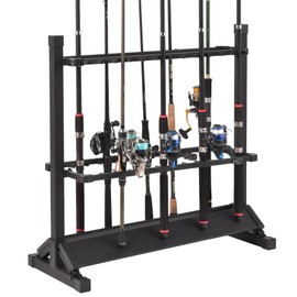 Jorazor Fishing Rod Holders,Fishing Pole Holders,Fishing Rod Rack,24 Slots to Hold Rods & Reel Combo,Lightweight Aluminum Vertical Fish Pole Garage Storage with Wheels (Black)