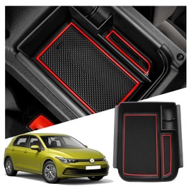 Ruiya GTI MK8 Center Console Organizer for VW Golf R Accessories ABS Material Armrest Glove Tray Compatible with 2020 2021 2022 2023 2024 VW Volkswagen Golf GTI/Golf R