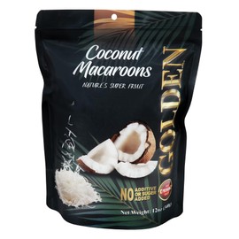 Golden Premium Quality Coconut Macaroons Slices - 12 oz (340 g) | Natural Super Fruit Perfect for Baking, Cooking & Smoothies | No Additives or Sugar Added in A Resealable Pouch Nutritious Snack