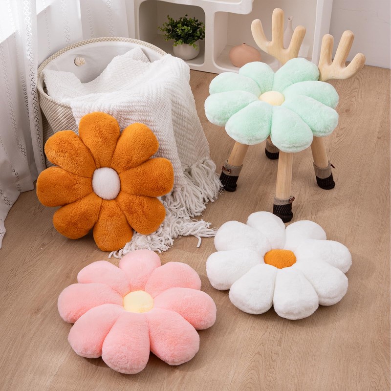 Aryan Flower Cushion, Flower Pillow Pink Cushions, Cute Floor Throw