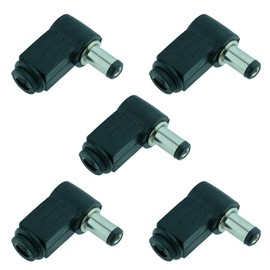 2.1mm x 5.5mm Male Plug Right Angle L Jack DC Power Connector (Pack of 5)