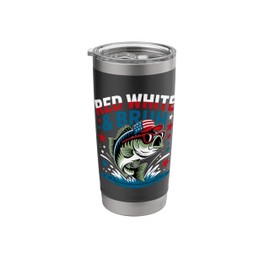 Funny Patriotic Fishing Red White & Bruh For 4th Of July Stainless Steel Insulated Tumbler