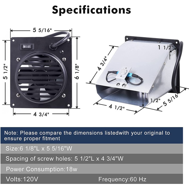 WHF100 Heater Fan, Vent-Free Wall Heat Fan for Dyna Glo