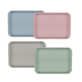 Gkhlg 4 Pieces Plastic Trays Lightweight Stackable Small Food Trays for Serving for Dinner and Tea Time Perfect for Hotel and Home Use