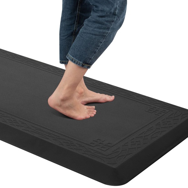 Anti Fatigue Comfort Mat by DAILYLIFE, Non-Slip Bottom - 3/4" Thick Durable Kitchen Standing Floor Mat with Extra Support at Home, Office and Garage - Waterproof & Easy-to-Clean (24" x 60", Black)