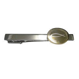 Kiola Designs Gold Toned Etched Oval Religious Ichthys Fish Tie Clip
