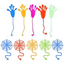 RTRTGS 5 Colored Retractable Palms with 5 Elastic Spider Webs Creative Decompression Toy Crazy Hands Elastic Palms Party Favor Bag Filling