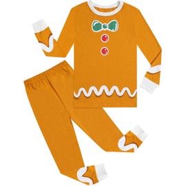 A&J DESIGN Kids Gingerbread Man Pajamas Girls Gingy Pjs Ginger Bread Shirt Toddler Boys Christmas Outfit 4T