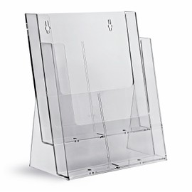 taymar A4 Table Leaflet Stand 2 Tier Transparent without Divider